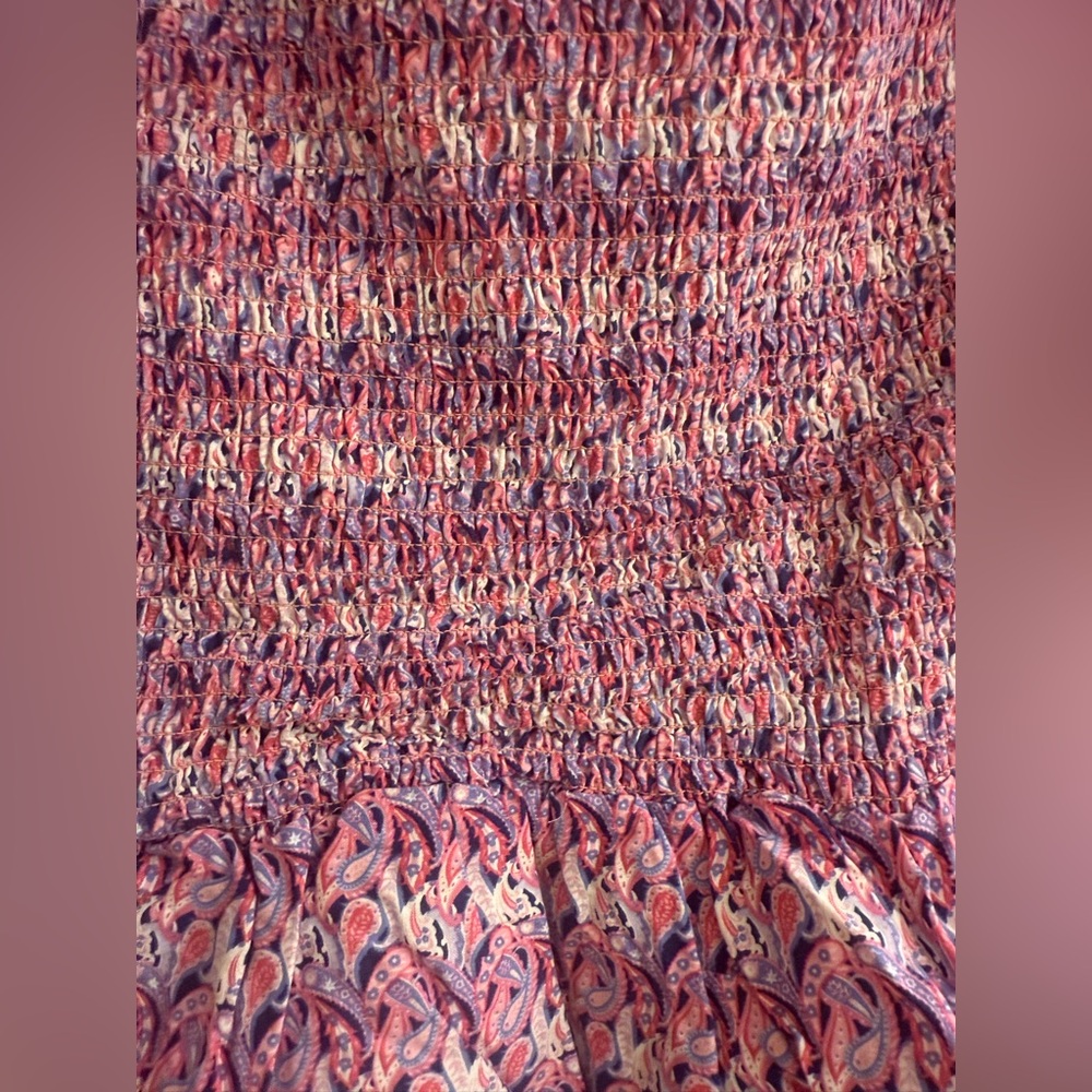 Simply Southern Pink Purple Paisley Shirred Smocked Blouse Top - size XL - Picture 4 of 12